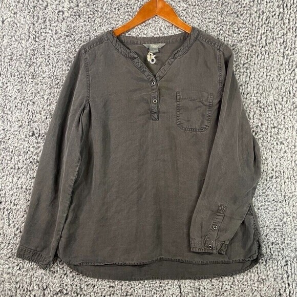 NATURAL Reflections Popover Henley 100% Lyocell Cabela's Top Gray Women's Size L - Picture 1 of 11